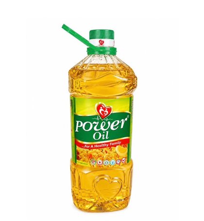 Power Oil cooking oil bottle with green cap